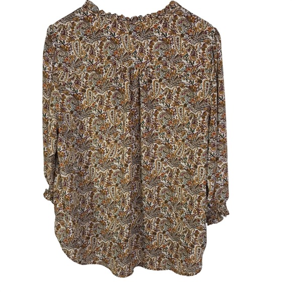 Jones & Co Paisley Blouse Women's 1X Ruffle Collar Keyhole Long Sleeve Business - Picture 10 of 12